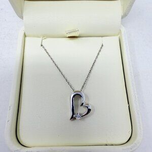 Jared Jewelers Sterling Silver Heart Pendant Necklace with 18in Chain 5344